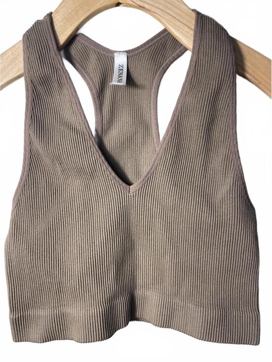 Tops - Zenana Ribbed V Neck Under Shirt Tank Top Womens Medium Brown Layering Casual
